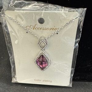 Silver and Purple Pendant Necklace